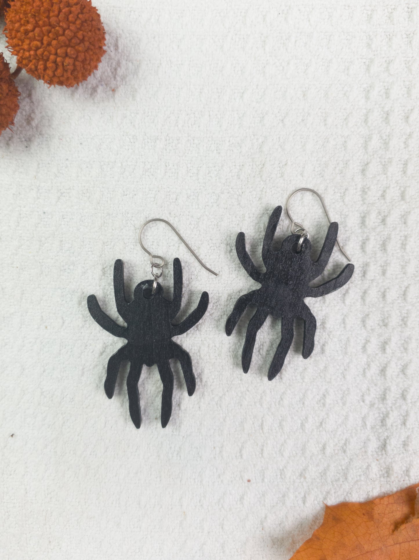 Black Spider Halloween Earrings