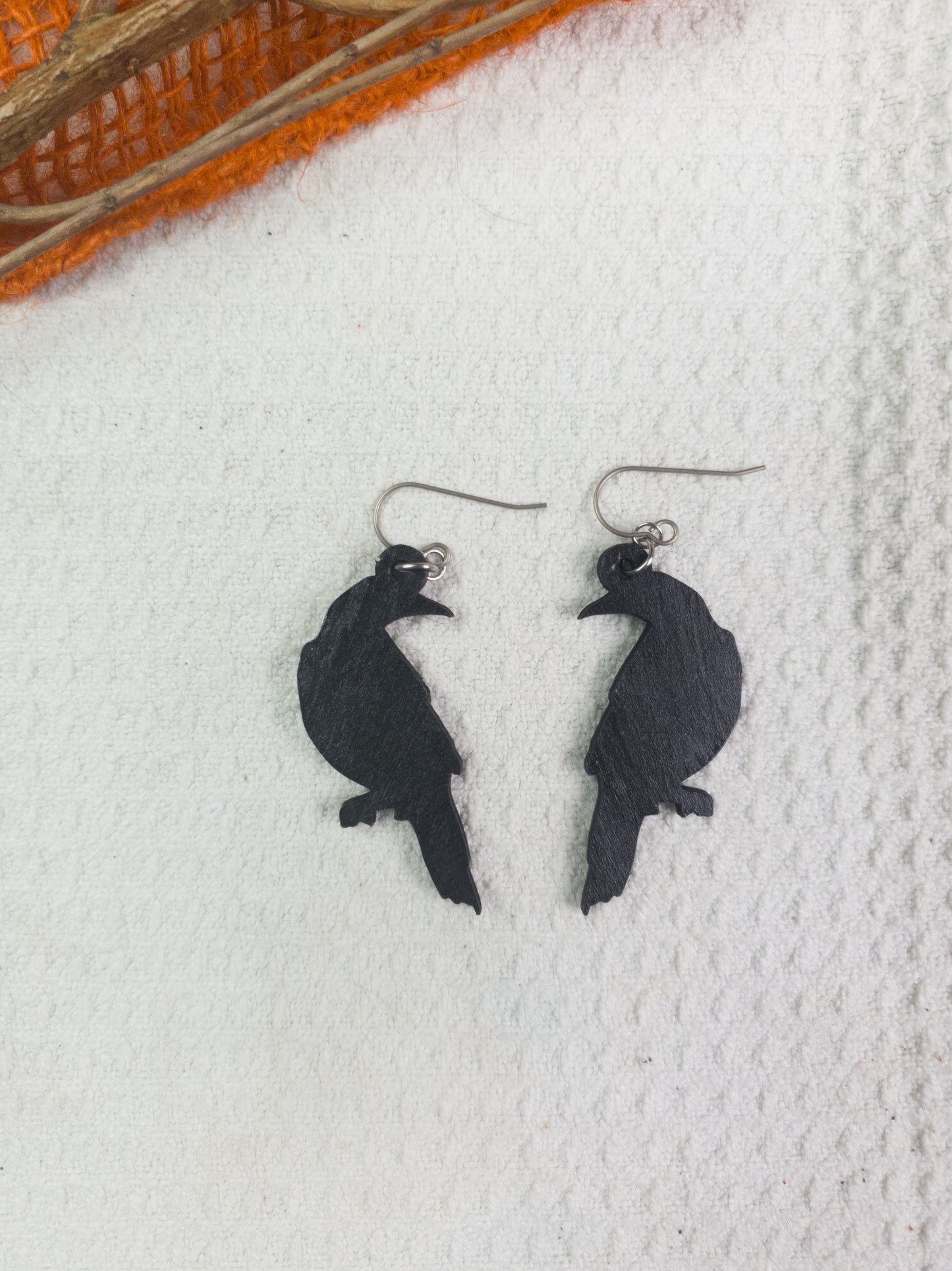Black Raven Halloween Earrings