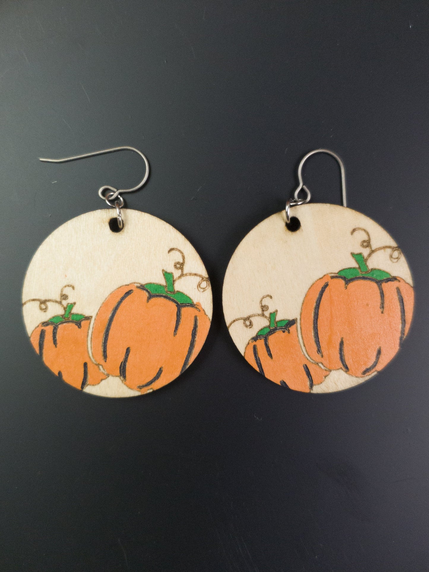 Pumpkin Earrings - A Farm Girl by Tess | Handmade Alpaca Wool Winter Hats for Women