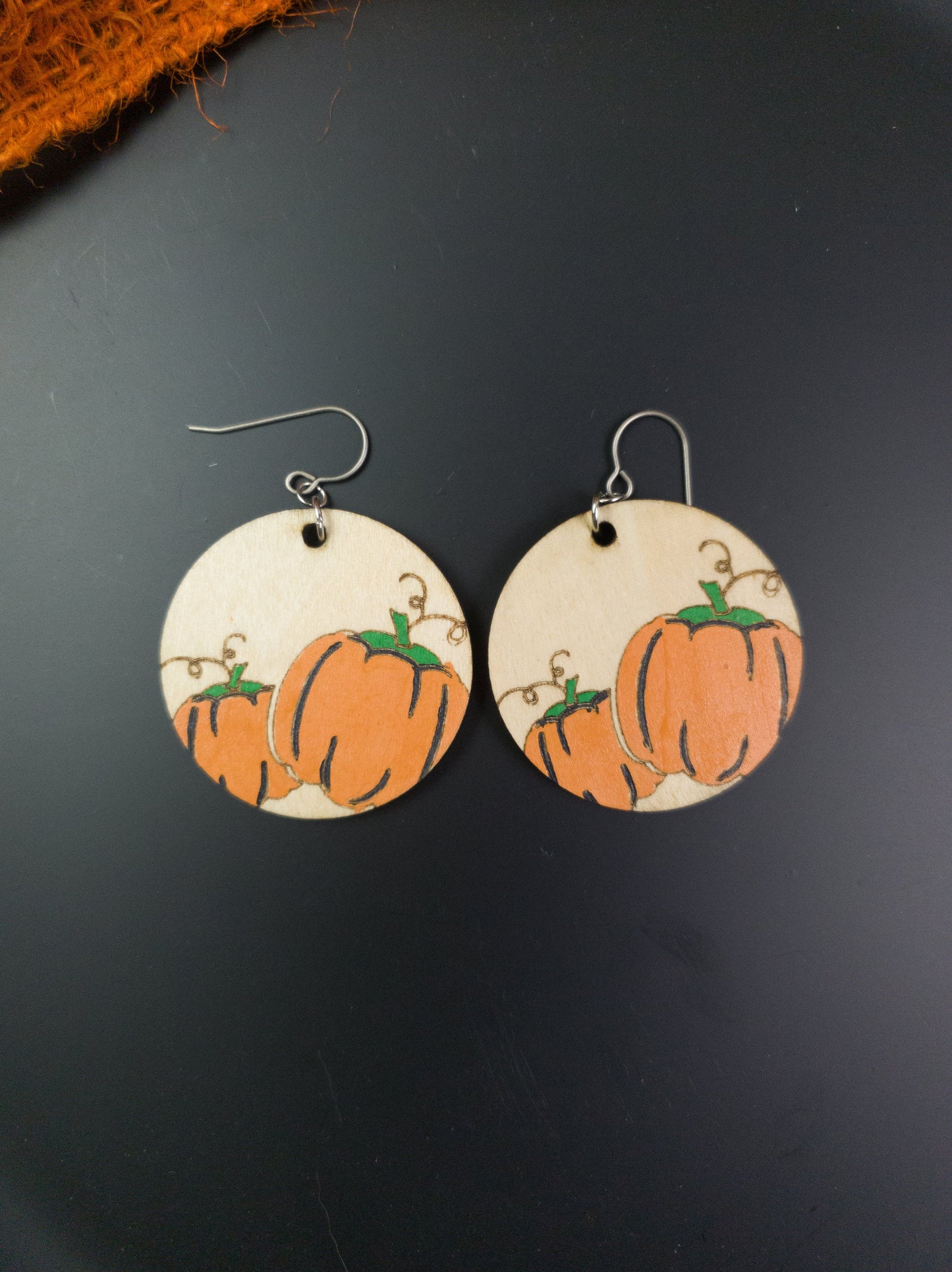 Pumpkin Earrings - A Farm Girl by Tess | Handmade Alpaca Wool Winter Hats for Women