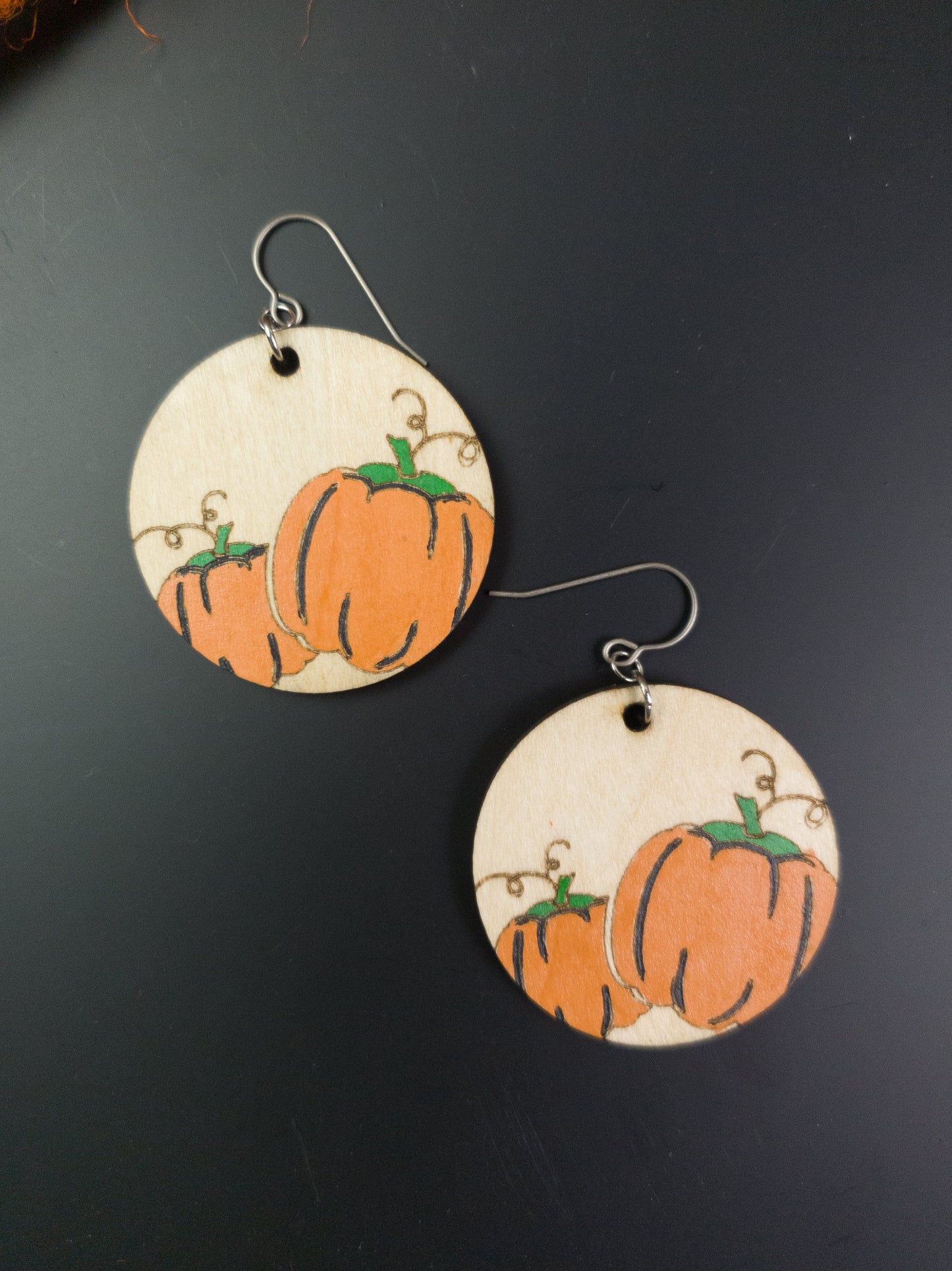 Pumpkin Earrings - A Farm Girl by Tess | Handmade Alpaca Wool Winter Hats for Women