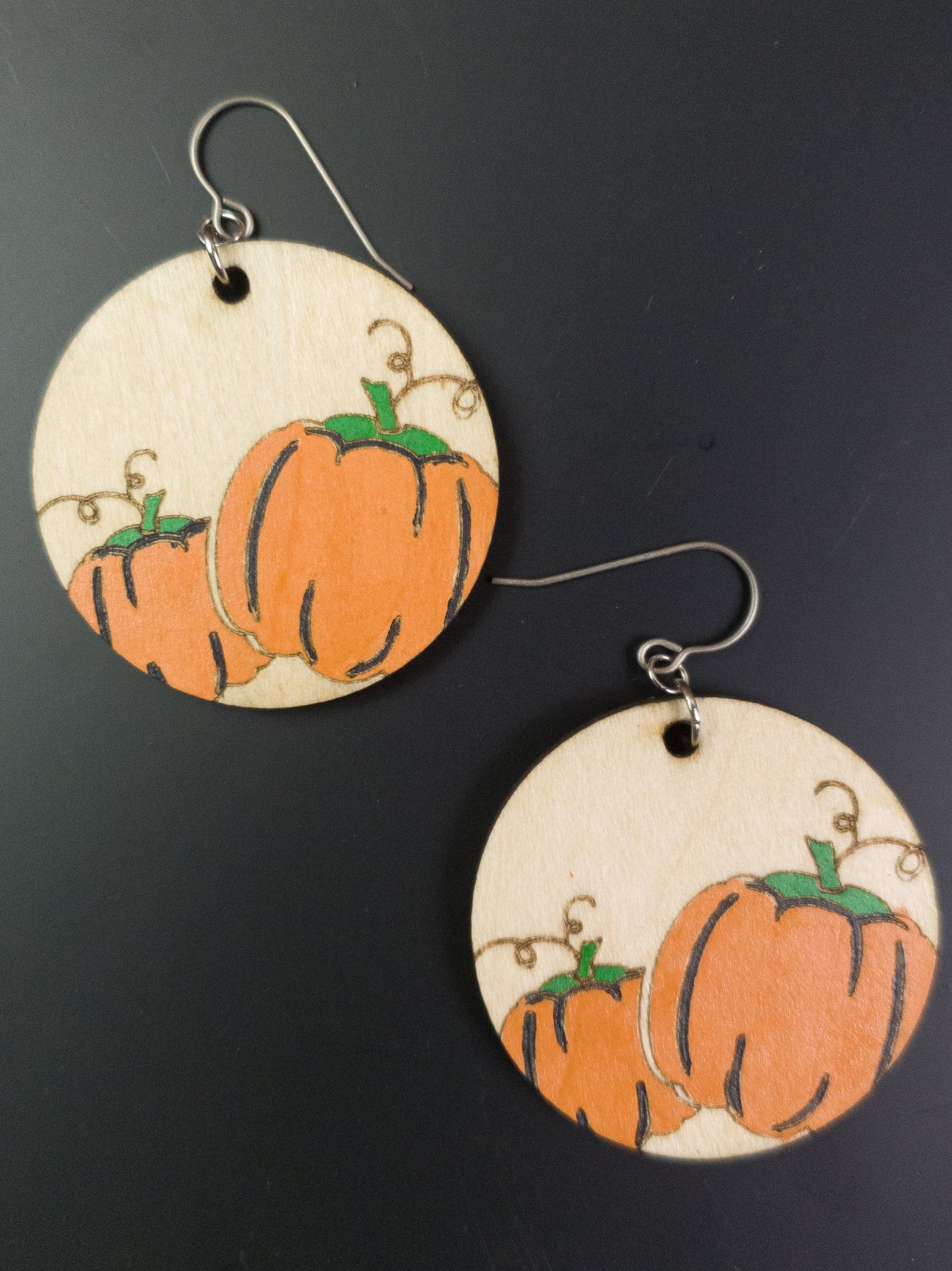 Pumpkin Earrings - A Farm Girl by Tess | Handmade Alpaca Wool Winter Hats for Women