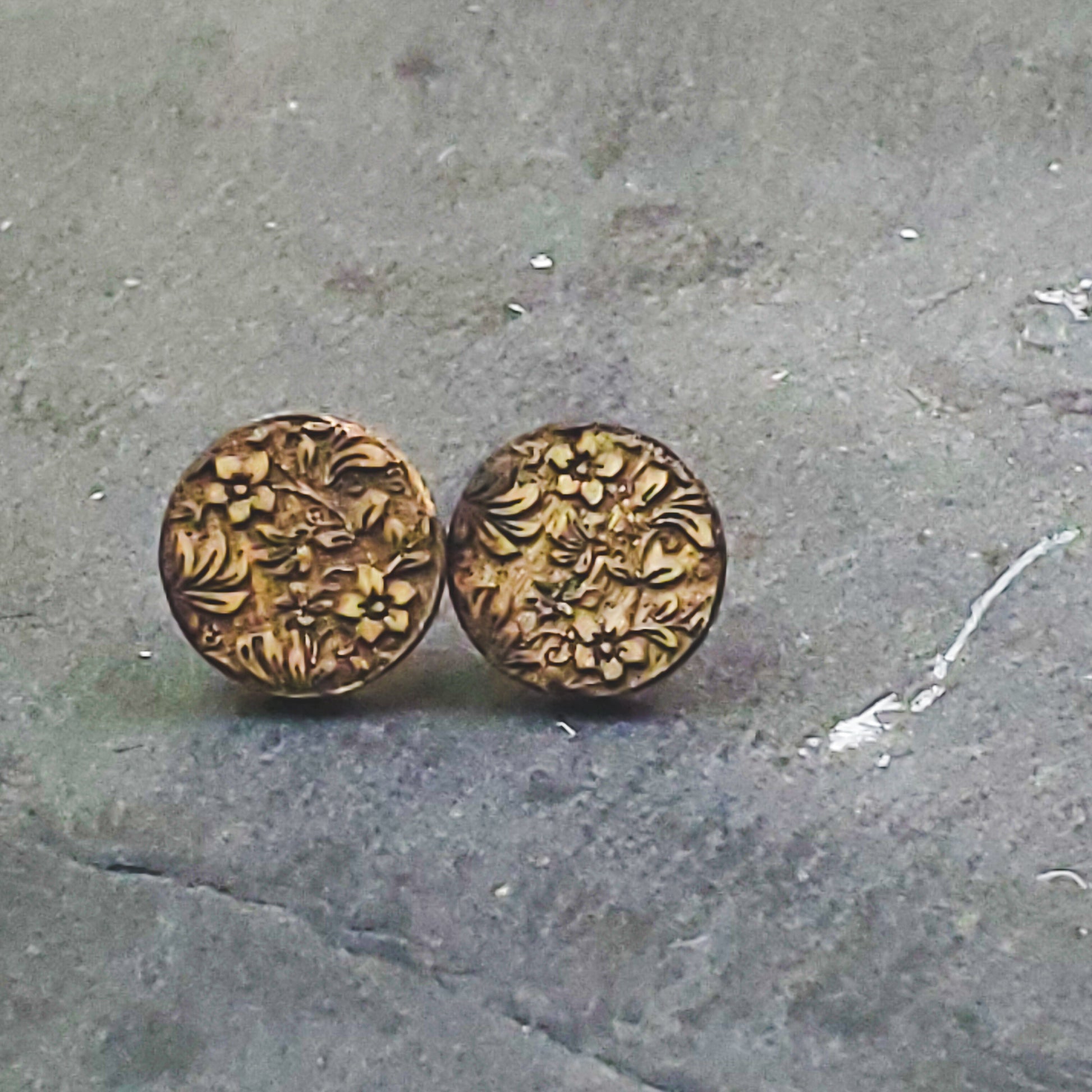 Damask Engraved Wood Earrings - A Farm Girl by Tess | Handmade Alpaca Wool Winter Hats for Women