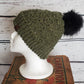 Green Alpaca Blend Wool Crochet Hat with Pom - a-Farm-girl-bytess | Handmade Alpaca Wool Winter Hats for Women