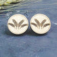 Large Wheat Spray Engraved Wood Earring Posts - A Farm Girl by Tess | Handmade Alpaca Wool Winter Hats for Women