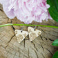 Small Descending Triangle Peony Engraved Wood Earrings - A Farm Girl by Tess | Handmade Alpaca Wool Winter Hats for Women