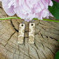 Small Rectangle Peony Engraved Wood Earrings - A Farm Girl by Tess | Handmade Alpaca Wool Winter Hats for Women